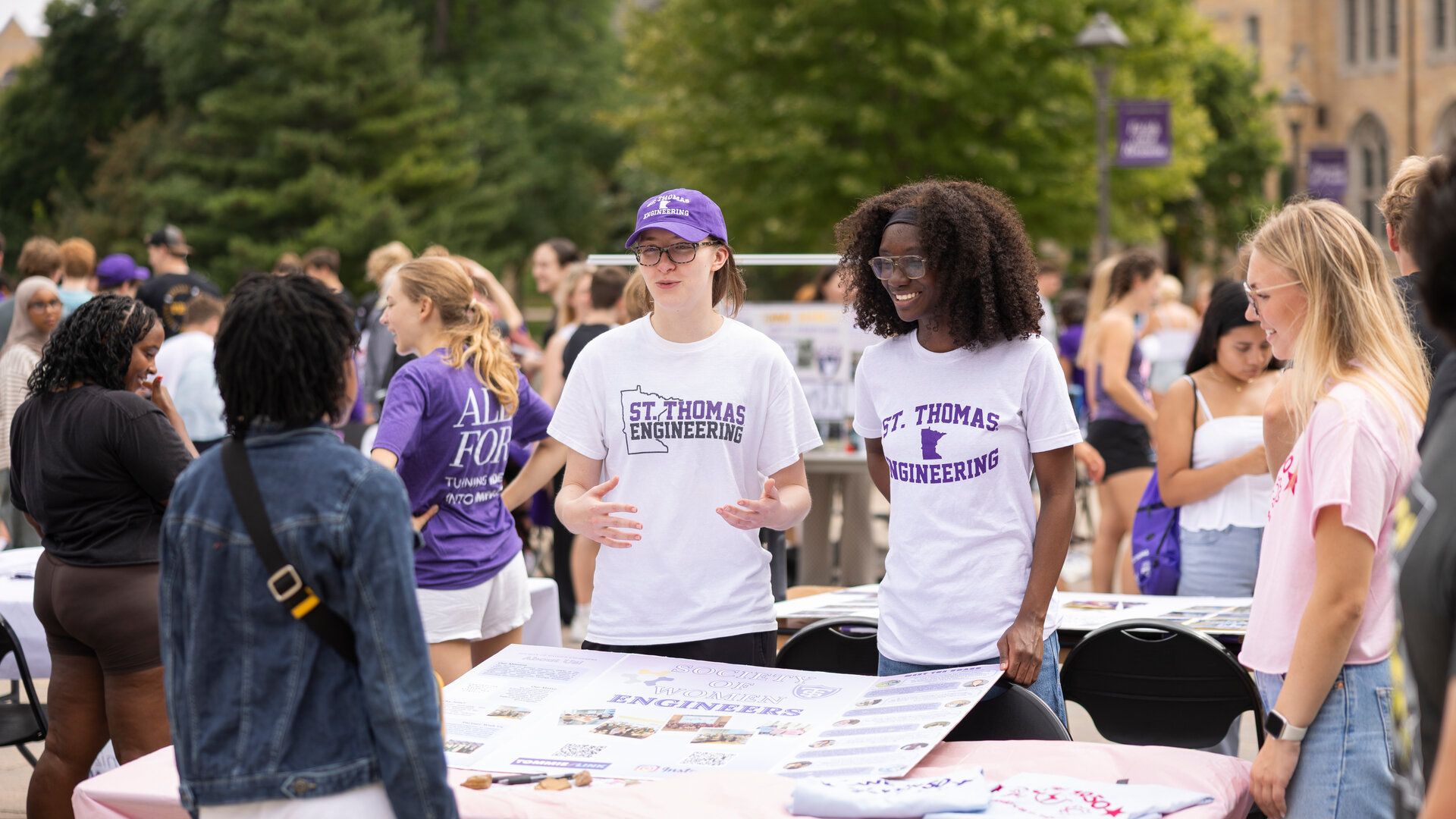 Engineering students gather at an activities fair on the St. Thomas campus.