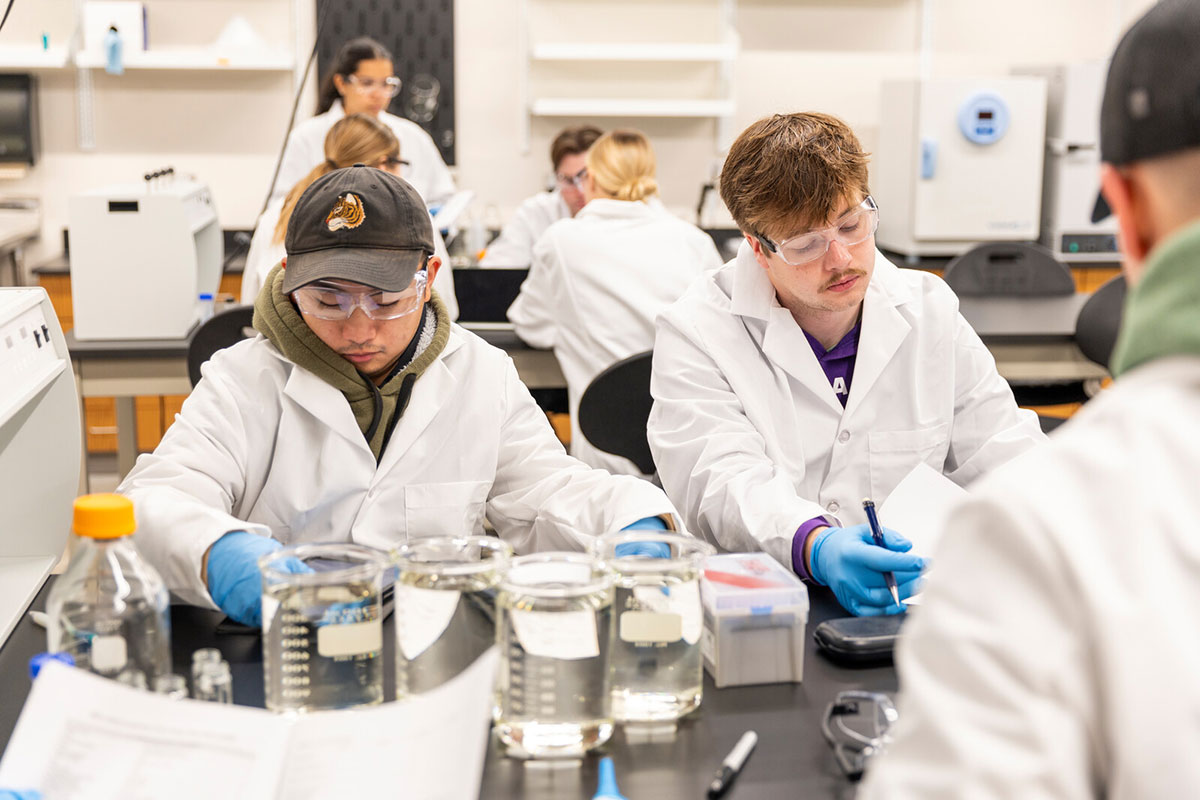 Engineering students and faculty engage in hands-on learning and research in the St. Thomas Water Lab.