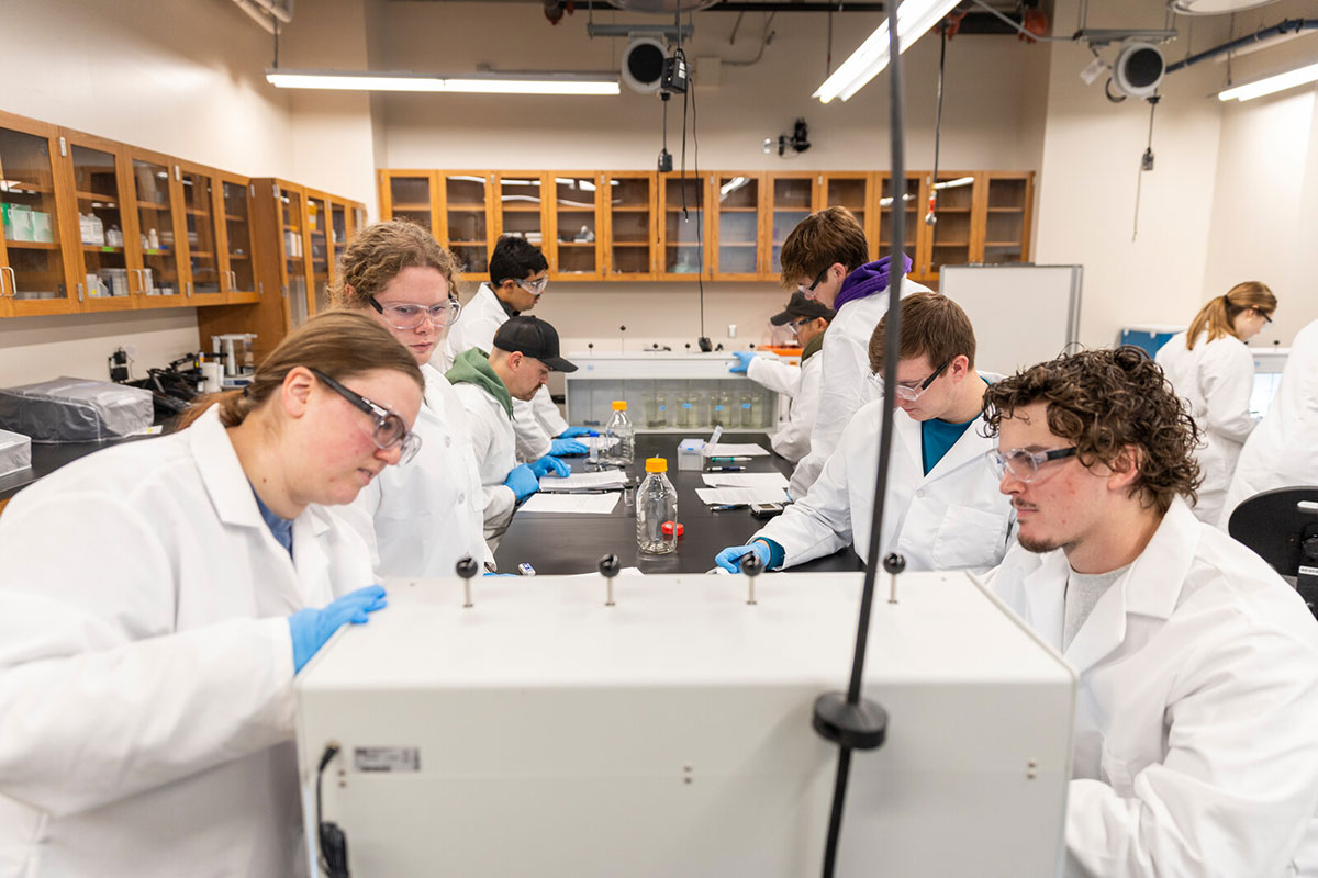 Engineering students and faculty engage in hands-on learning and research in the St. Thomas Water Lab.
