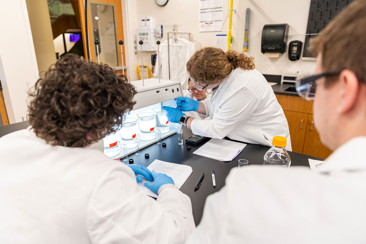 Engineering students and faculty engage in hands-on learning and research in the St. Thomas Water Lab.