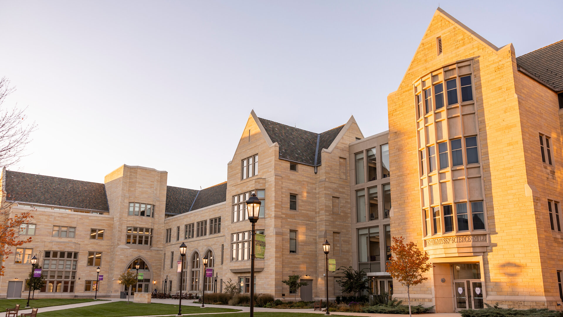 Schoenecker Center and O'Shaughnessy Science Hall building on the St. Thomas St. Paul  MN campus.
