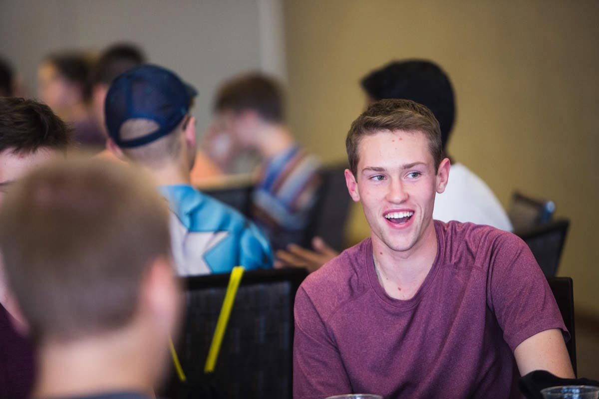 Engineering student smiles during a living learning community