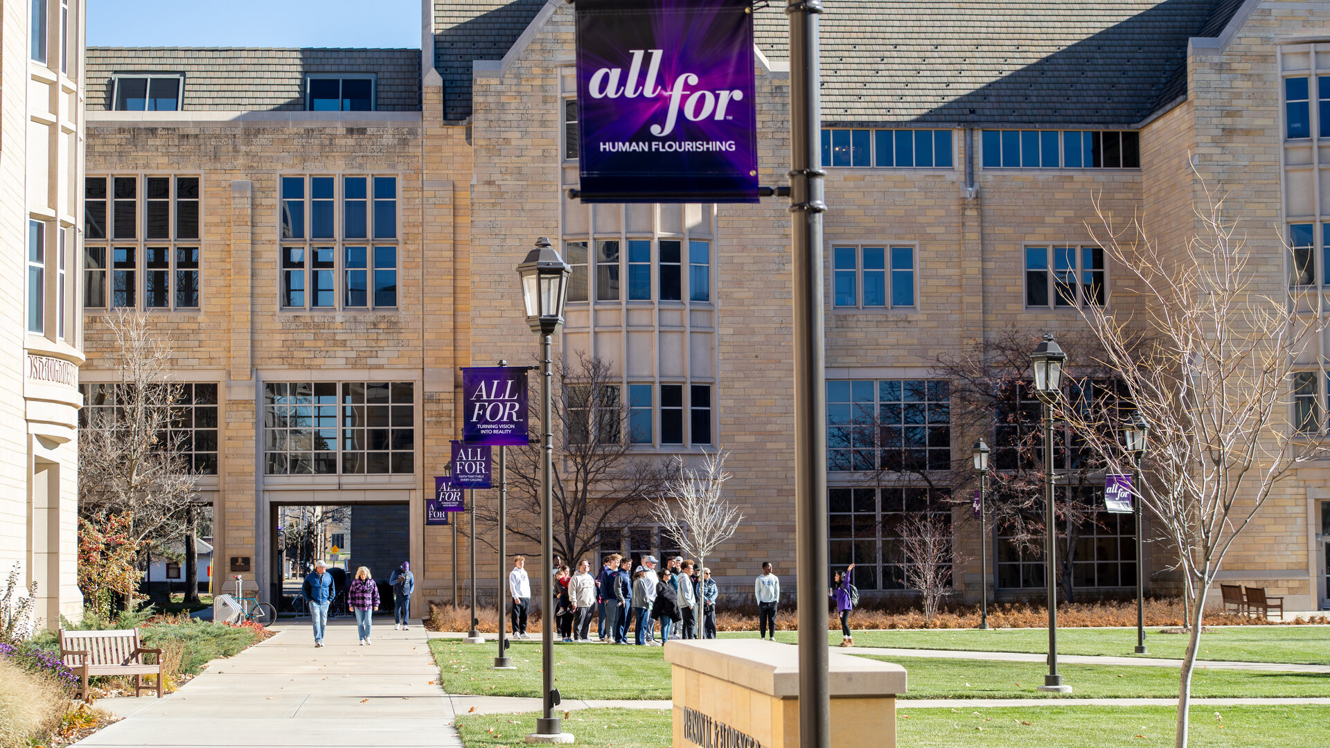 Photo of University of St. Thomas South Campus with students.