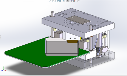 CAD model of new tooling to bend metal to a 75° corner