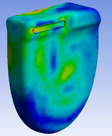 Image 2: An example contour map of the strain calculated using numerical simulation in ANSYS