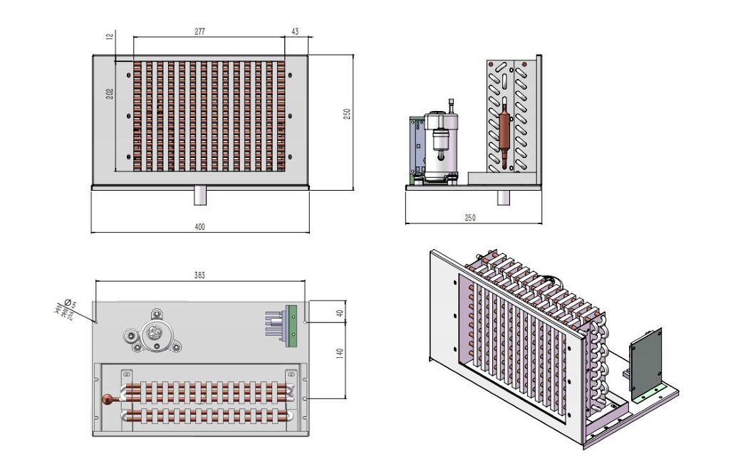 Dimensioned CAD drawing of atmospheric water collector 