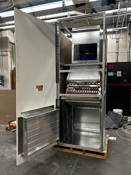 Interior image of operating room vertical local recirculation system physical prototype
