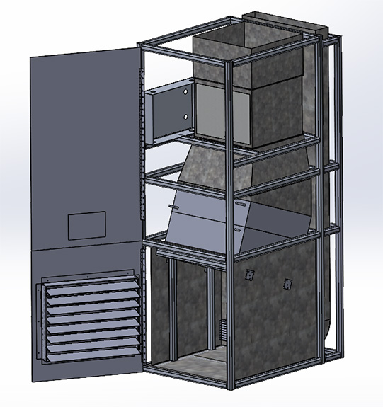 CAD model of operating room vertical local recirculation system