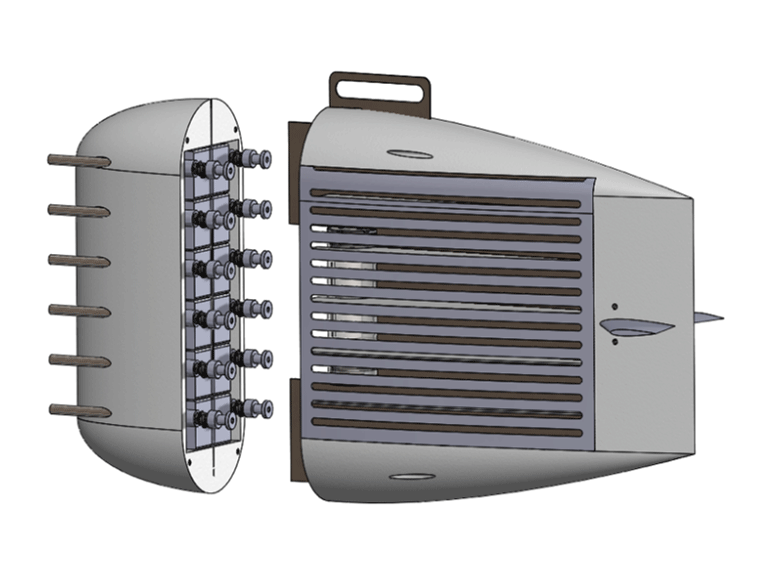Exploded view of final water sampler design