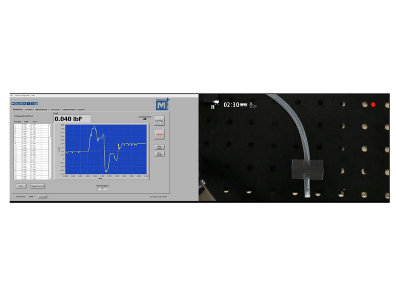 Figure 2: Initial force testing and test method procedure for applied on implant delivery wire